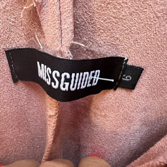 Missguided Mini Dress Blush Pink Faux Suede Lace-Up‎ Back Rave Boho Size 2 - Picture 5 of 6